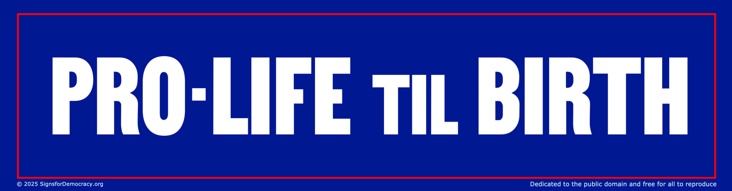 Bumper sticker - Pro-Life til Birth