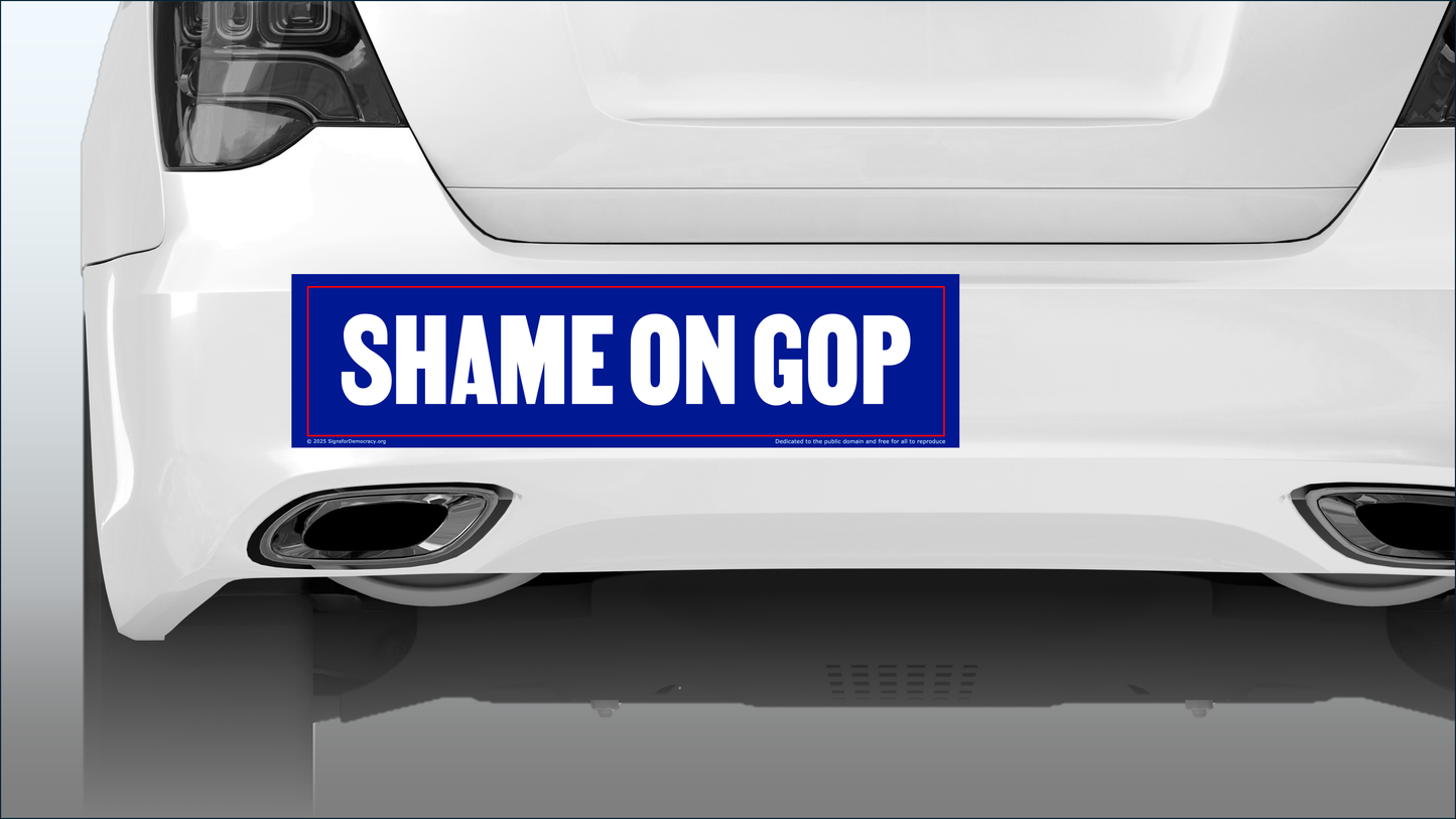 Bumper sticker - Shame on GOP