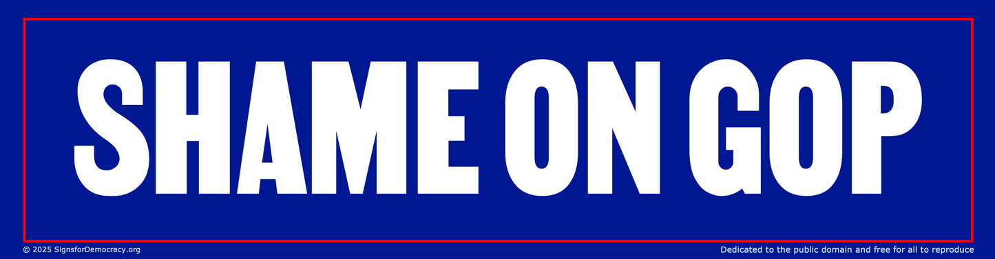 Bumper sticker - Shame on GOP