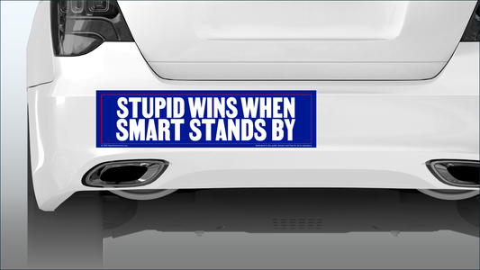 Bumper sticker - Stupid wins when smart stands by