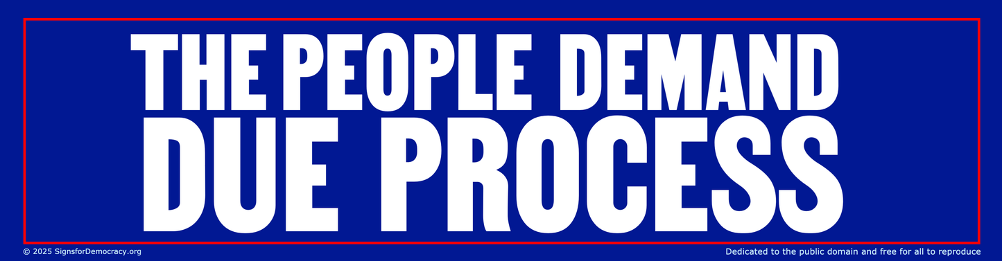 Bumper sticker - The people demand due process