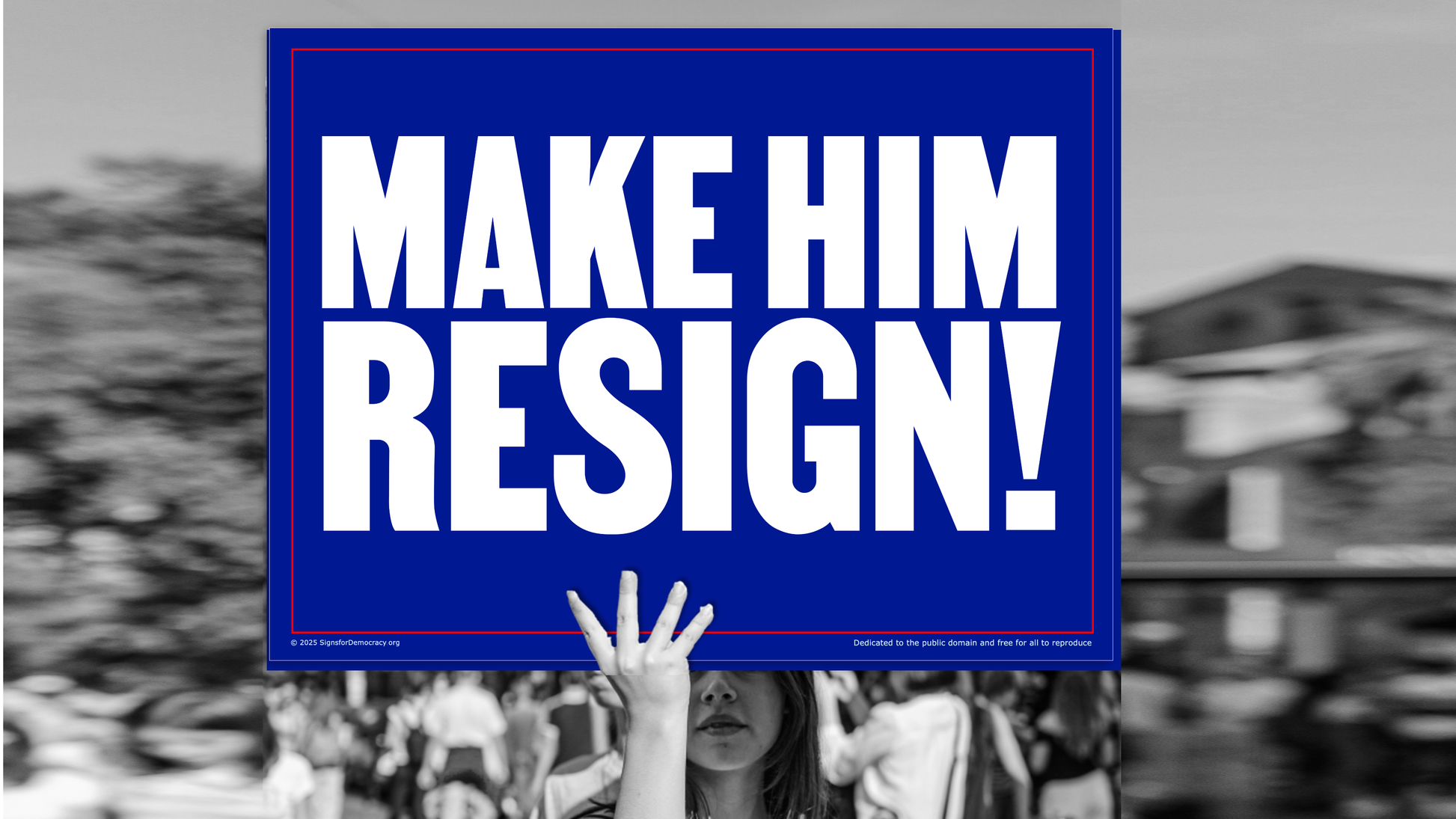 Protest sign - Make him resign!
