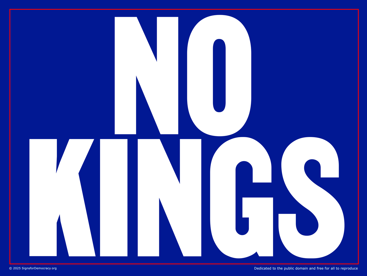 Yard sign - No Kings
