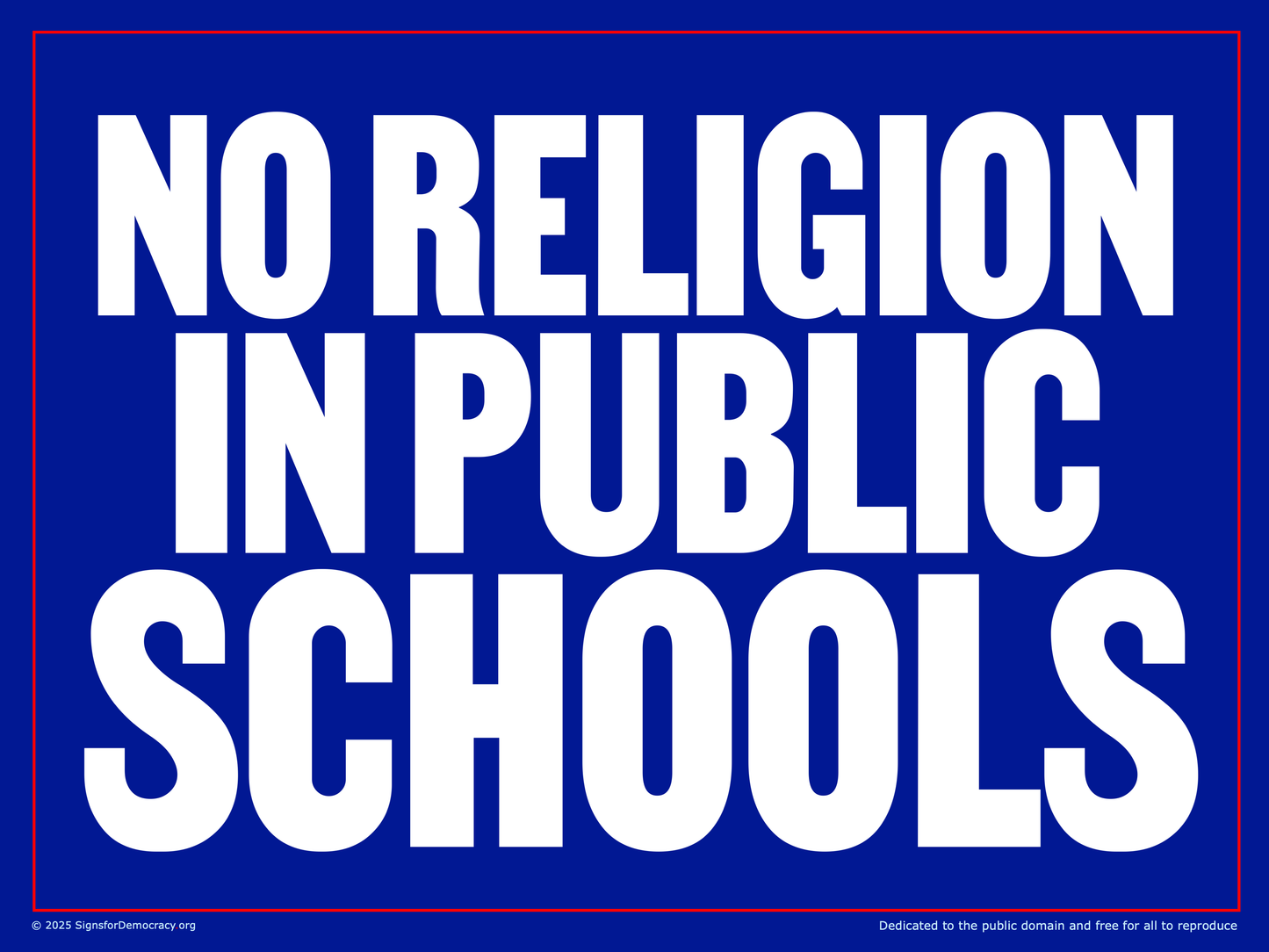 Protest sign - No religion in public schools
