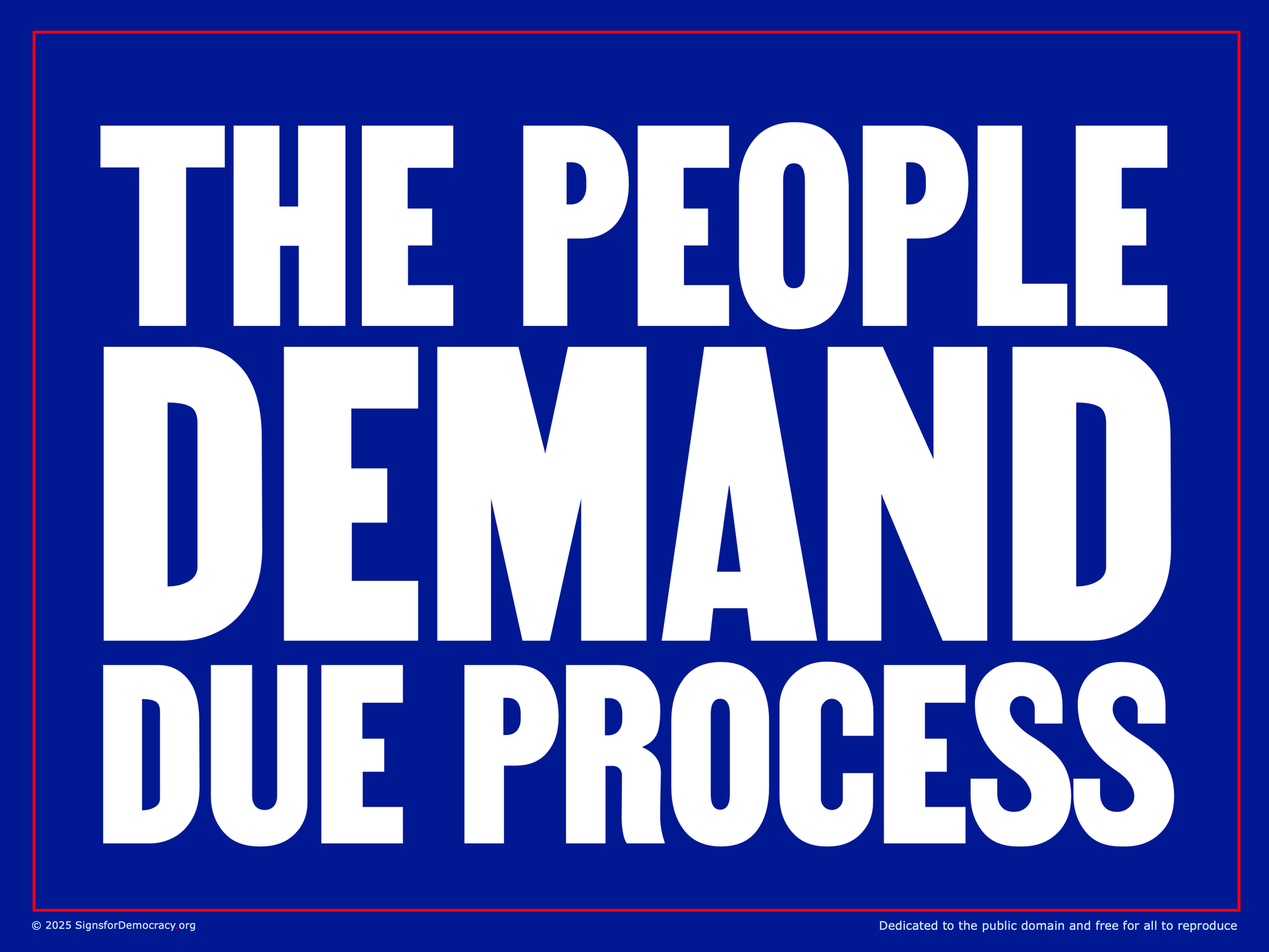 Yard sign - The people demand due process